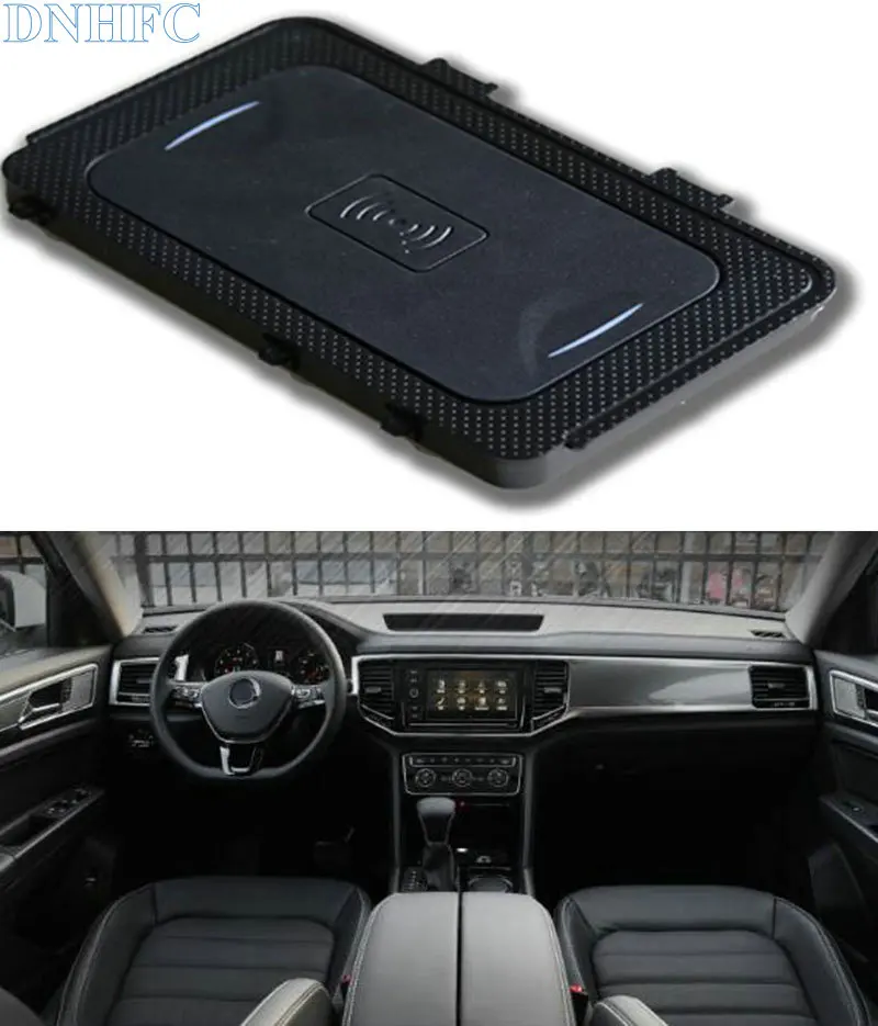 

DNHFC Mobile phone QI wireless charging Pad Module Car Accessories for Volkswagen T-ROC TROC 2017 2018 Accessories