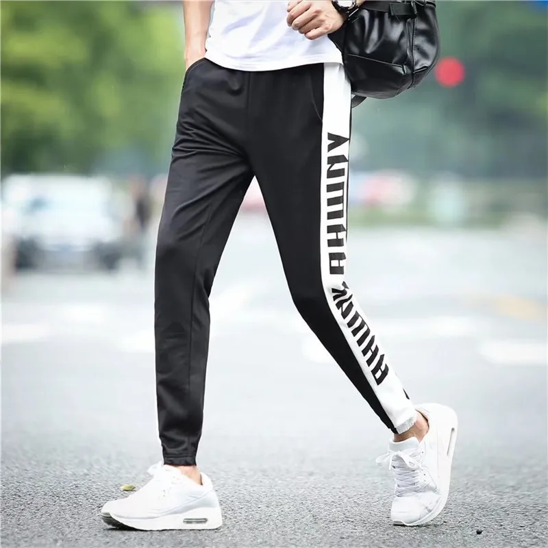 

Thin Type for Spring And Autumn Sports Ninth Pants Men'S Wear Teenager Casual Pants Summer Students Loose-Fit Slimming Closing F