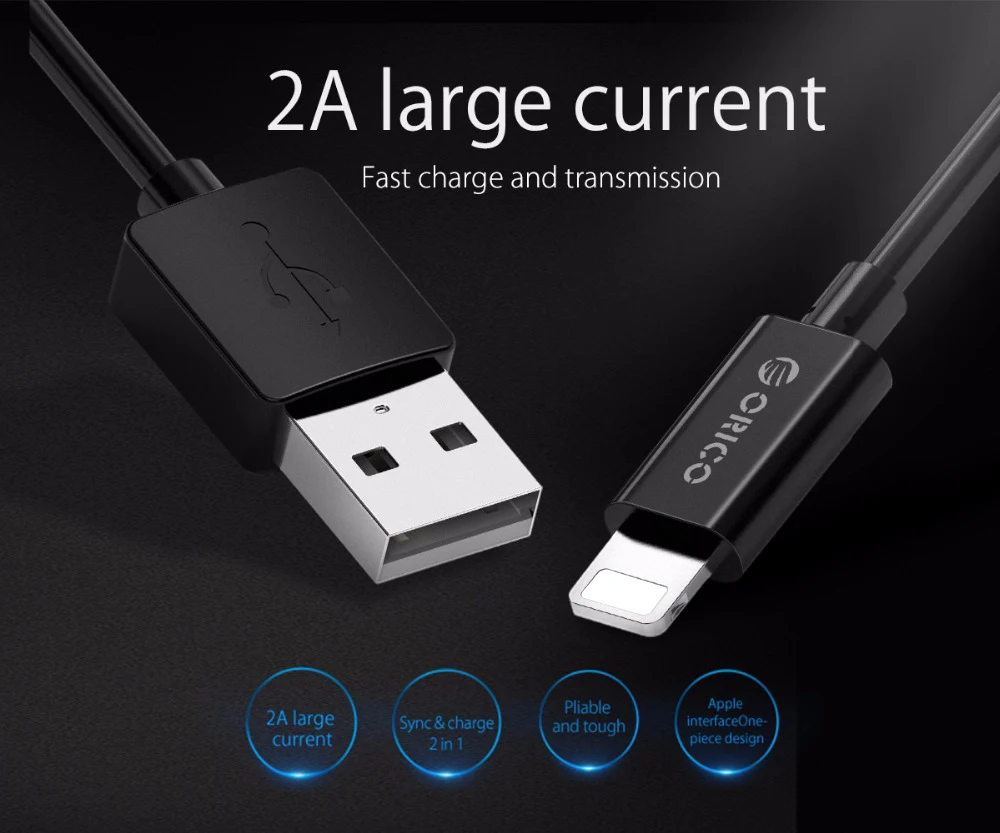 ORICO 2A кабель для быстрой зарядки USB кабель для быстрой зарядки для iPhone x 7 6 8 plus Кабель для передачи данных для iPhone 5 5C 5S 5SE iPad usb