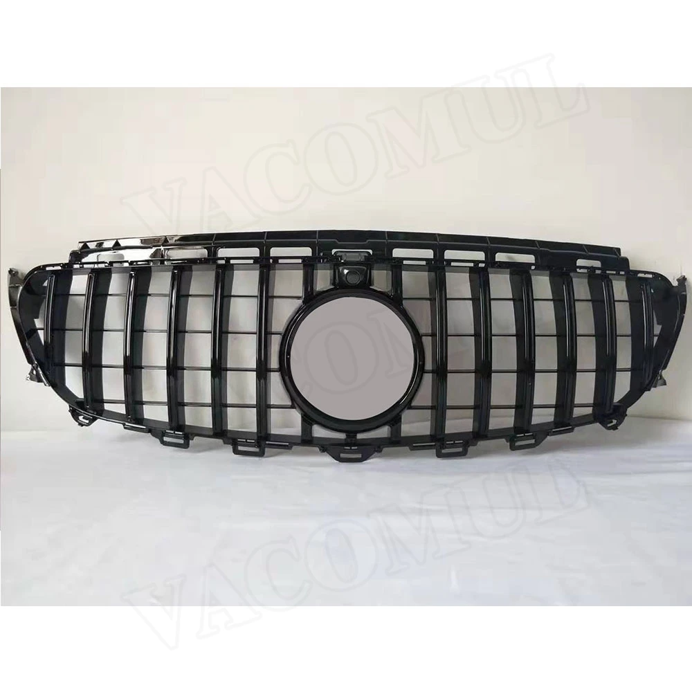 GT Style ABS Front Bumper Grill Mesh Grille Cover for Mercedes Benz W213 C238 E250 E300 AMG- Without without Sign - Цвет: black