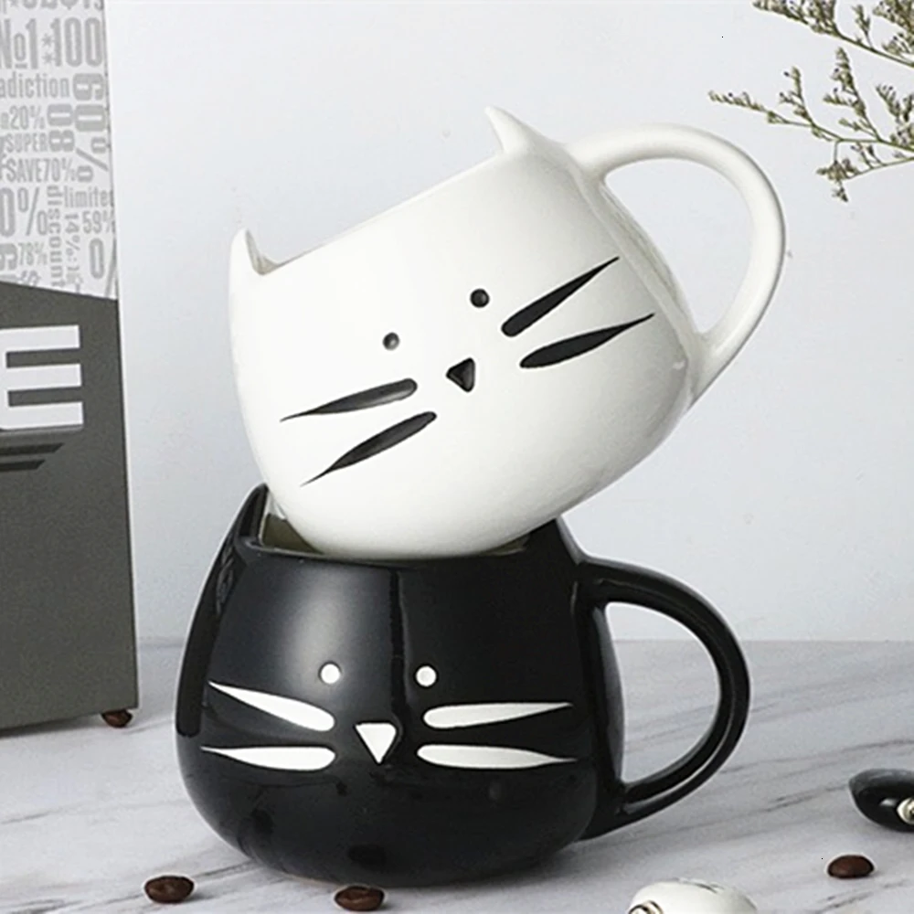 Ceramic Cute Cat Mugs Coffee Milk Mug With Handle 400ml creative Animal Tea Cup Breakfast Drinkware Novelty Nice Gifts (2)