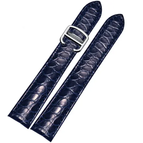 blue silver PEIYI цветной ремешок из крокодиловой кожи для мужчин и женщин, роскошный двуххвостый браслет, сменный ремешок для часов Cartier - Цвет ремешка: blue silver