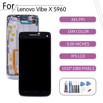 

5.0"ORIGINAL For LENOVO Vibe X LCD Touch Screen Digitizer Assembly For Lenovo S960 Display with Frame Replacement S960t Screen