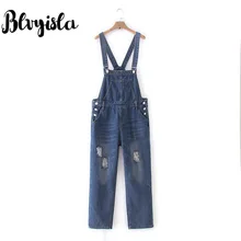 Blvyisla 4XL комбинезоны джинсы комбинезон свободные отверстие бойфренд Стиль Высокая талия джинсы оверсайз комбинезоны