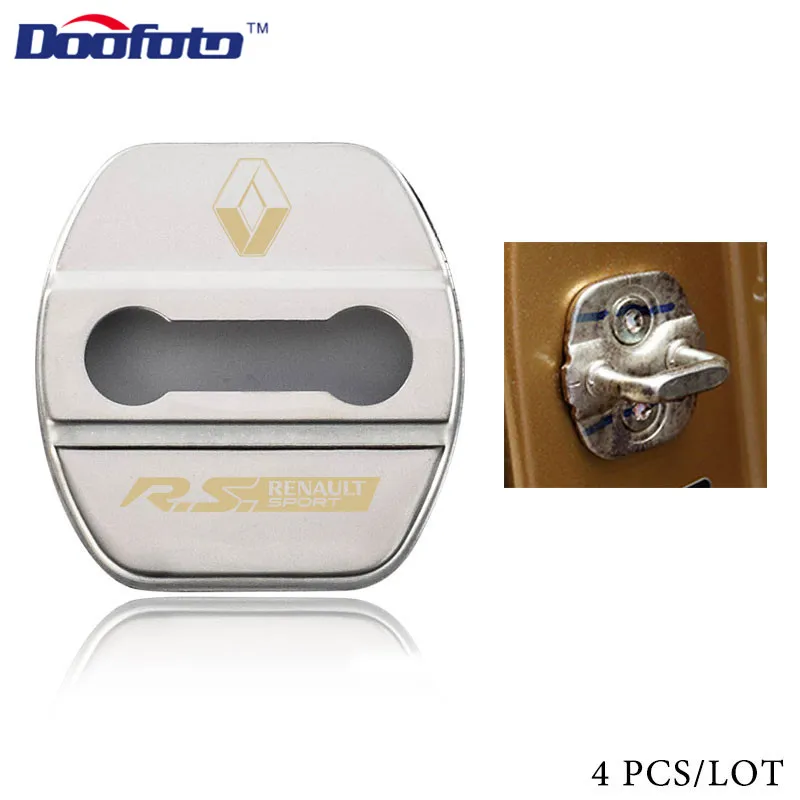 Doofoto 4x автомобильный чехол с замком на дверь, защитный чехол для Renault Sport Duster Megane 2 Clio Fluence Logan, аксессуары для стайлинга - Цвет: Style 2 Silver