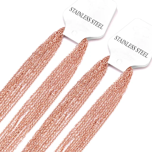 LUXUKISSKIDS 10pcs/lot Bulk Wholesale DIY Rolo Chains Necklac 2mm Women's Chain Stainless Steel Jewelry Chain Choker For Women Rose Gold