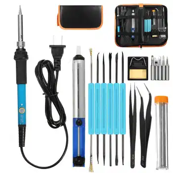 

Soldering iron kit adjustable temperature 110V/220V 60W LCD solder welding tools Ceramic heater soldering tips Desoldering Pump