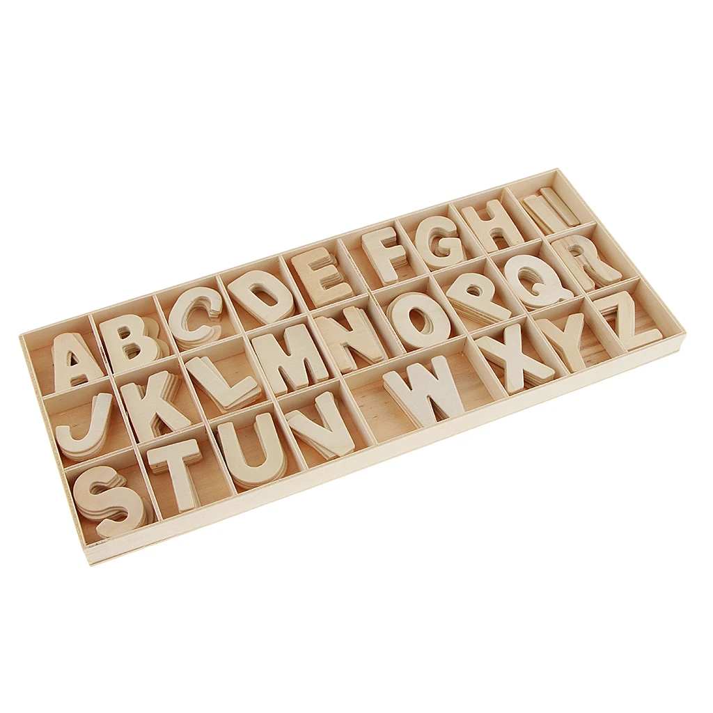 156 Pcs Wooden Uppercase Alphabet, Handicrafts, Wooden Letters, A-Z