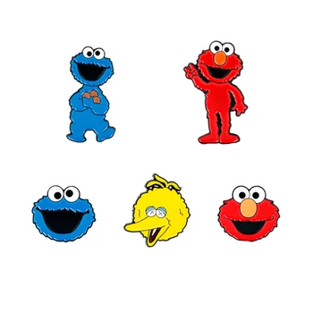 

Sesame Street Brooch Pins Cute Elmo COOKIE MONSTER Shape Enamel Brooches Jewelry Badges Lapel Pin Push Pins