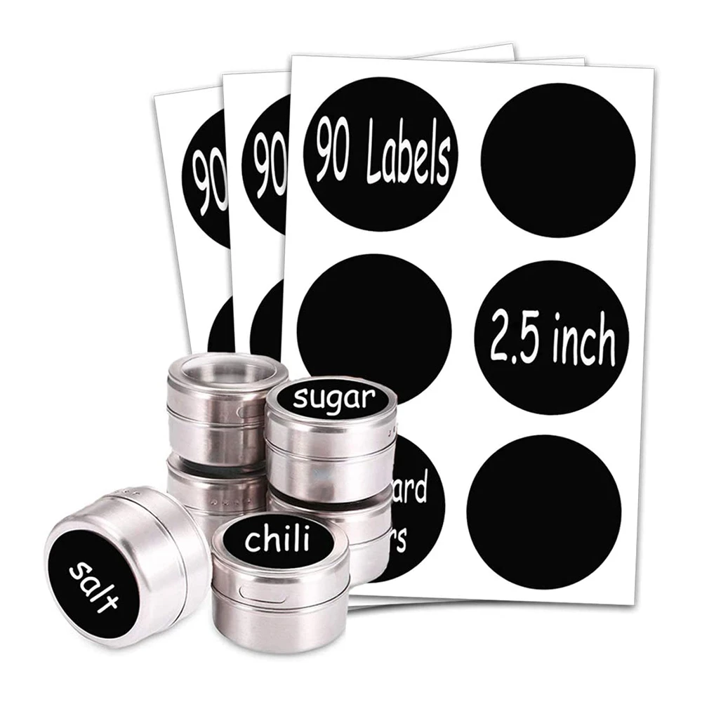 Papan Tulis Papan Tulis Mason Jar Tutup Dapat Label Stiker PVC Bulat Mini Perekat Diri Dekoratif untuk Botol atau Guci Dekorasi