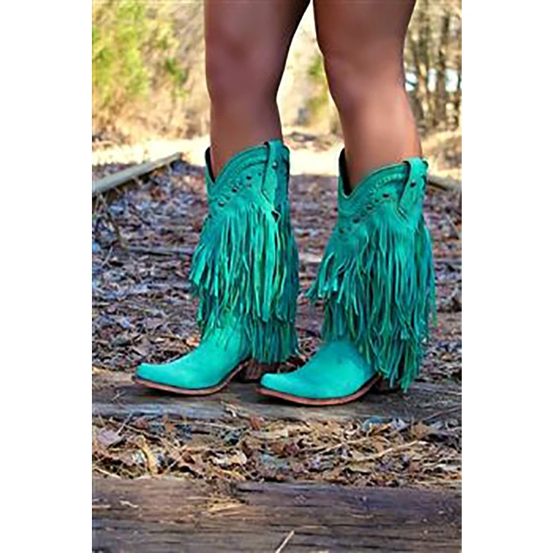 turquoise fringe cowboy boots