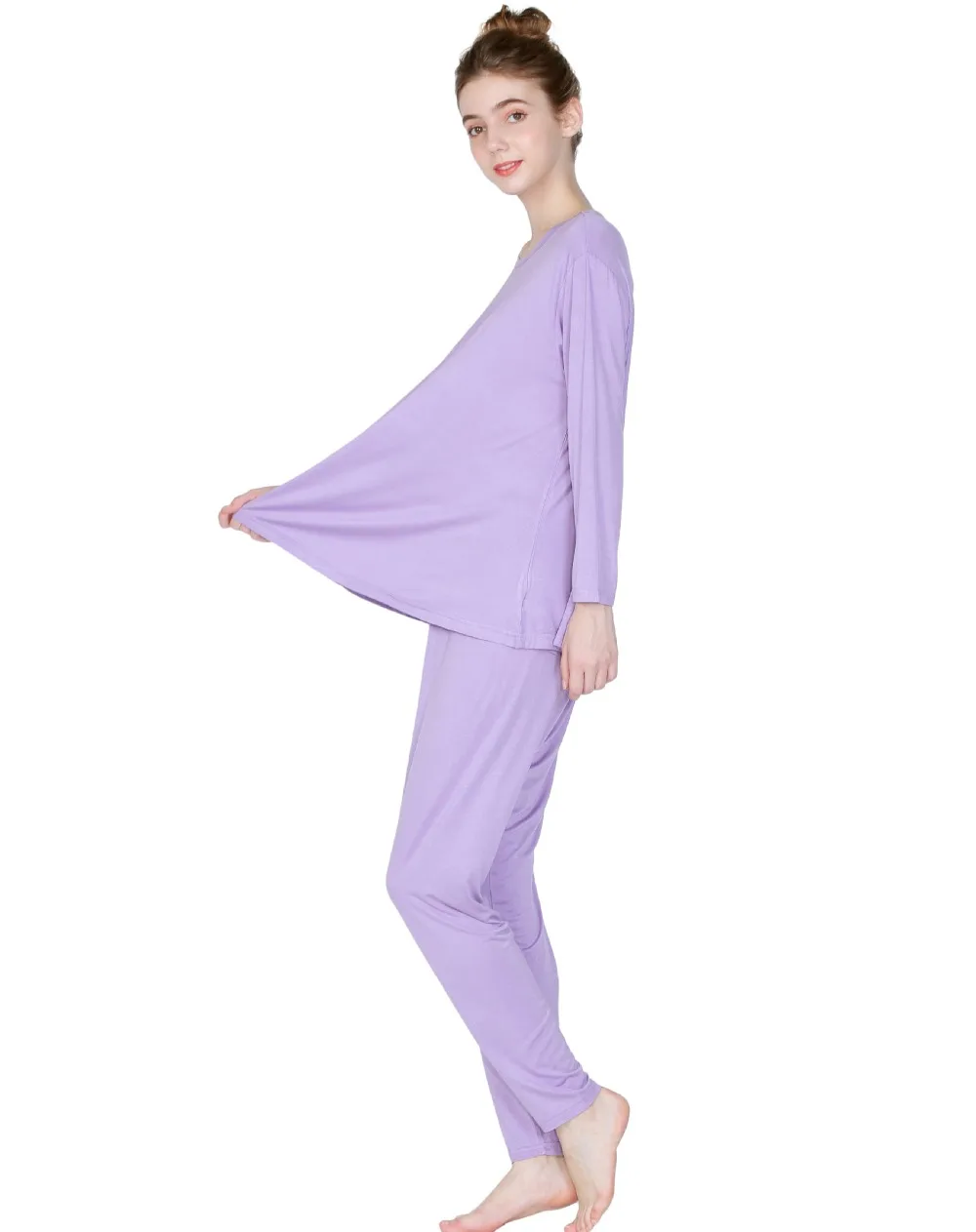 Pijama новые модальные домашние костюмы с длинными рукавами комплект из двух предметов, женские повседневные пижамы, КОСТЮМЫ СВОБОДНАЯ Пижама, рубашка+ штаны, комплект из 2 предметов