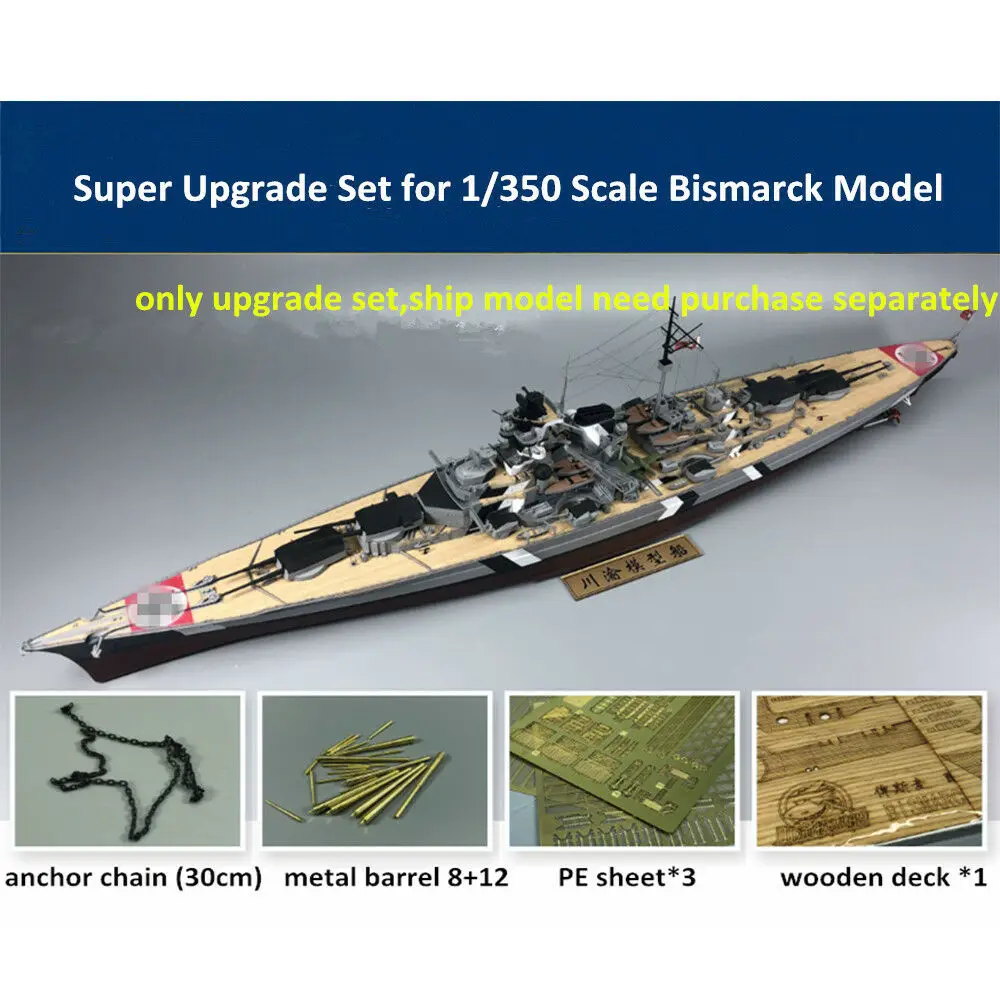 Wooden Deck Brass Barrel PE Super Upgrade Set for 1/350 Scale Bismarck Model 