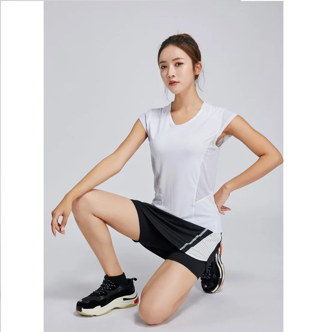 

After Mesh Sports Shorts Skirt Women's Quick-Dry Elastic Waist Anti-Exposure Gym Shorts Women's Yoga Pants Short Skirt