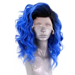 Charisma короткие парики для женщин волнистые волосы синтетический парик фронта шнурка термостойкие короткие парики Боба с черными корнями 13x3