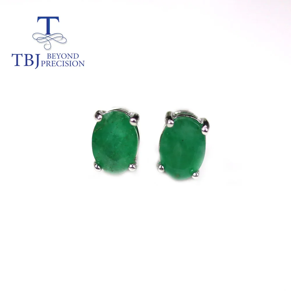 Tbj-女性用のシンプルなオーバルイヤリング,5x7mm,1.5カラット  