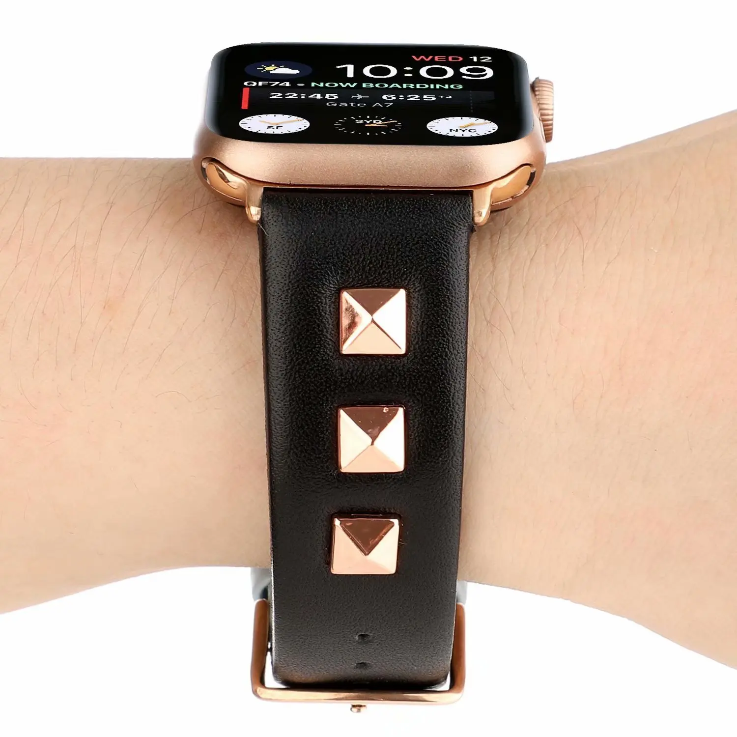 Для Apple watch, ремешок с заклепками, серия 5, 4, 3, 2, 1, браслет для мужчин и женщин, кожаный ремешок 38 мм, 42 мм, 44 мм, для iwatch, 4 ремешка, 40 мм, аксессуары