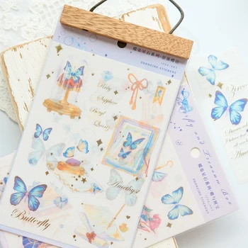 

yoofun 2pcs/lot Butterfly Star stone Decorative Adhesive Sticker DIY Craft Scrapbooking Sticker For Diary Album Stationery Label