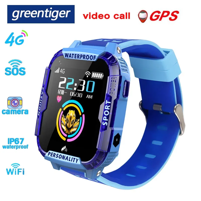 

Greentiger 4G Smart Watch Kids Video call GPS Wifi SOS IP67 waterproof Alarm Clock Camera K22 Baby Smartwatch VS Q90 A36E