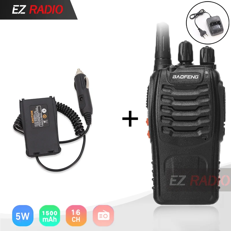 Baofeng BF-888S однодиапазонный UHF 400-470MHz дешевый двухсторонний радиоприемник Baofeng BF 888S приемопередатчик для Ham гостиницы драйвер BF888S рация - Цвет: EU Plug-Car Charger