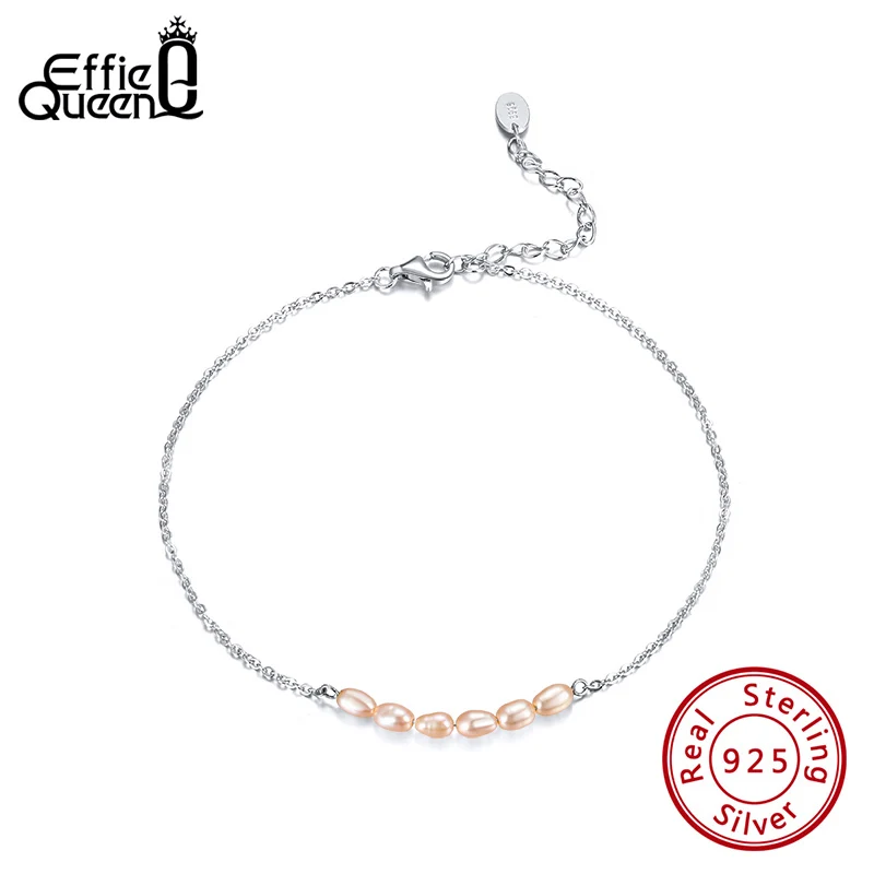 Effie Queen Real 925 Silver Adjustable Anklet with 6pcs Oval Natural Freshwater Pearls for Women Girl Patry Birthday Gift SA02 Effie Queen Real 925 Silver Adjustable Anklet with 6pcs Oval Natural Freshwater Pearls for Women Girl Patry Birthday Gift SA02