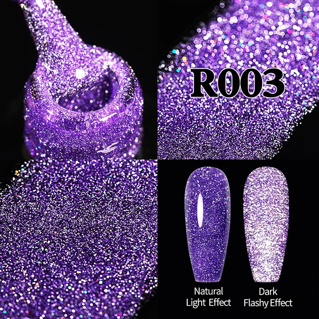 UR SUGAR 7.5ml Pink Reflective Glitter Gel Nail Polish Silver Purple Sequins Soak Off UV Gel Nail Art Manicuring Nail Gel Reflective -R003