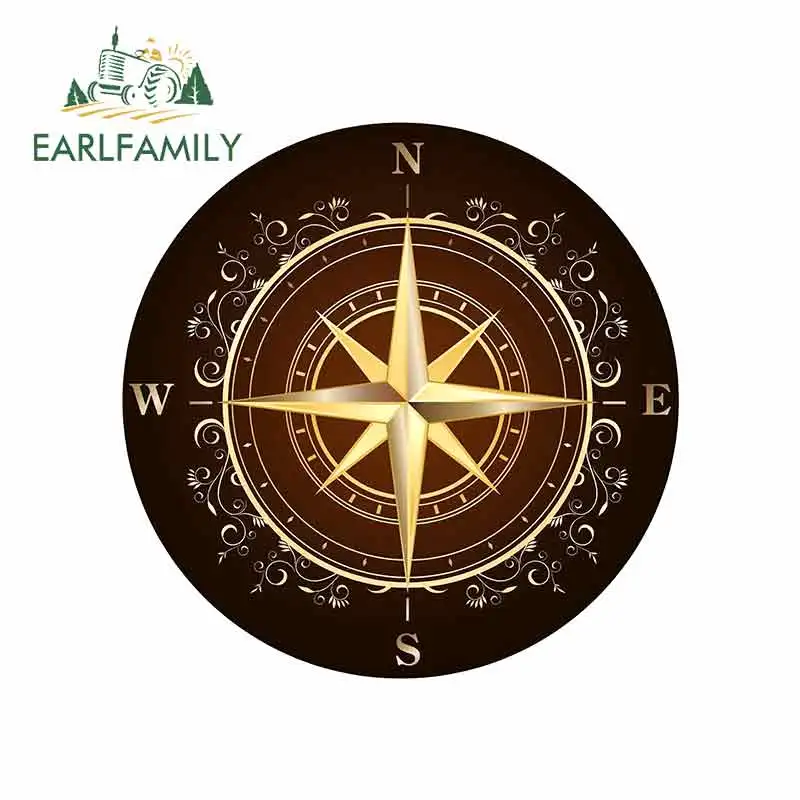 

EARLFAMILY 13cm x 13cm for Rose Compass Cartoon Funny Car Stickers Vinyl Sunscreen RV VAN Fine Decal JDM Car Accessories