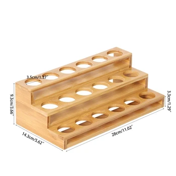 

18 Holes Essential Oil Display Wooden Stand Rack Perfume Nail Polish Storage Tra 203F