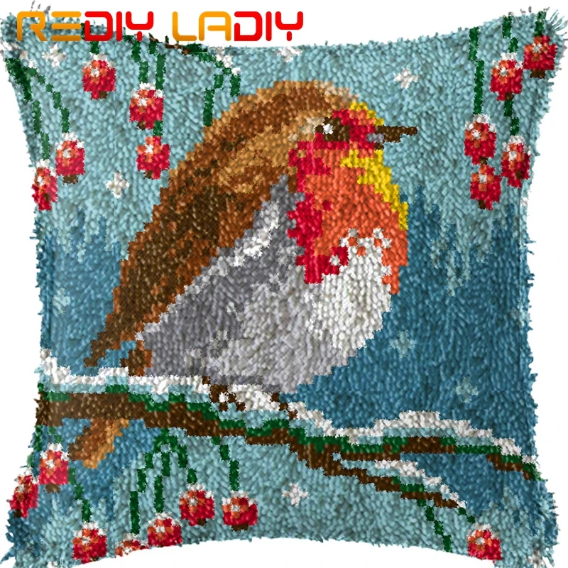BZ625 Latch Hook Kits Make Your Own Cushion Cartoon Bear Printed Canvas Crocheted Pillow Case Latch Hook Cushion Cover Hobby& Crafts - Цвет: BZ625