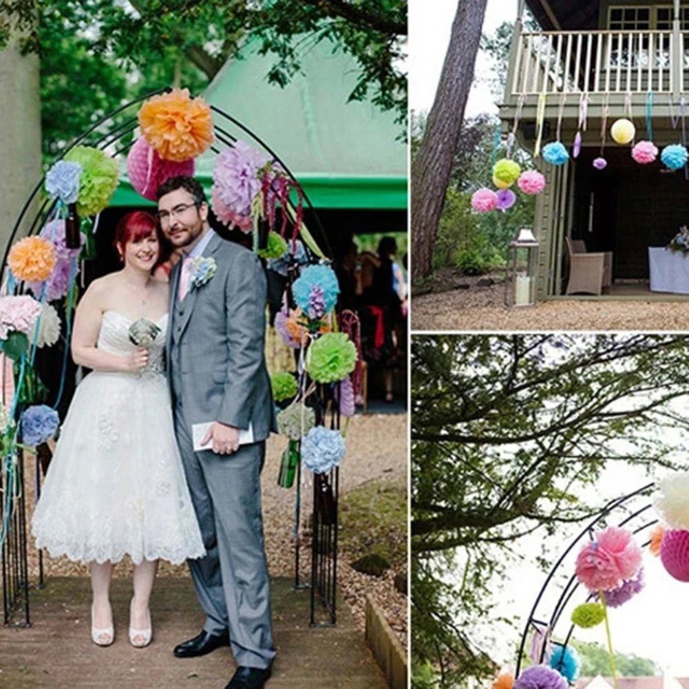 5Pcs 6inch Solid Color Tissue Paper Pompom Ball Hanging Wedding Party Home Holiday Decor