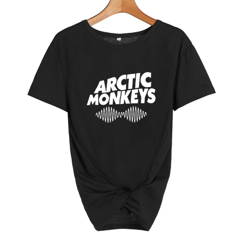 black Arctic Monkey Sound Wave женская футболка Tumblr Топы панк-рок Харадзюку Tumblr Music Футболка женская черная белая футболка Femme - Цвет: black