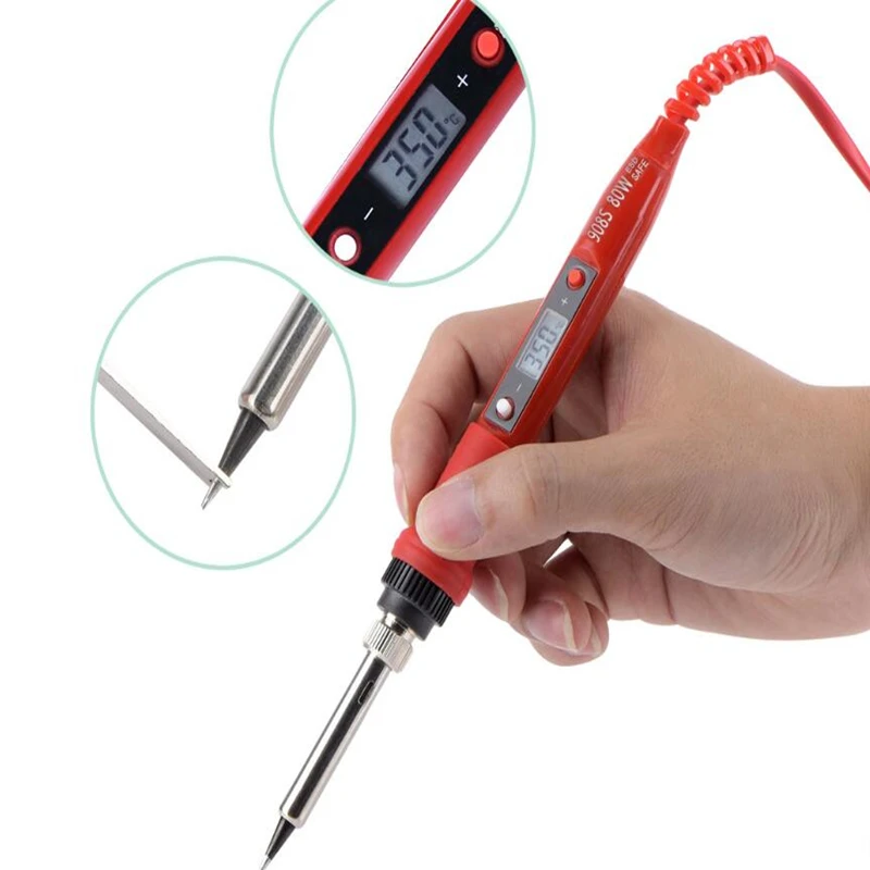 220V 80W  LCD Soldering iron kit adjustable temperature solder welding tools Ceramic heater with soldering tips Desoldering Pump