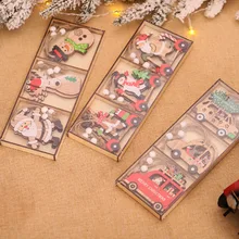 

9PCS/Box Wooden Christmas Wooden Pendants Xmas Tree Hanging Ornaments Christmas Decorations For Home Kids Gift