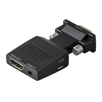 

VGA To HDMI Adapter 1080P Male To Female Converter Lightweight Universal Data Wire With 3.5mm Audio Input