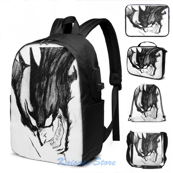 

Funny Graphic print Devilman Crybaby USB Charge Backpack men School bags Women bag Travel laptop bag