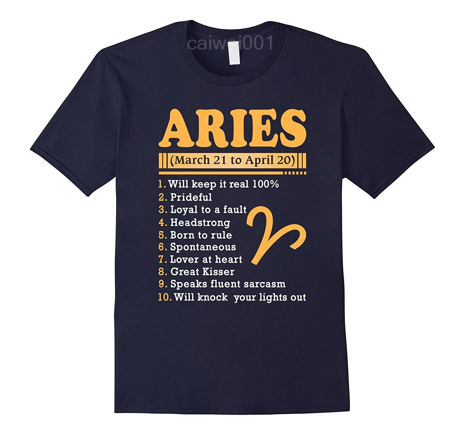 Индивидуальная футболка Aries с 21 по 20 апреля зодиаком Мужская хлопковая коротким
