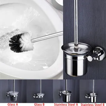 

Toilet Brush and Holder Toilet Brush To dead Corner Soft hair Wall-mounted Stainless Steel Handle Household Bathroom Cleaning