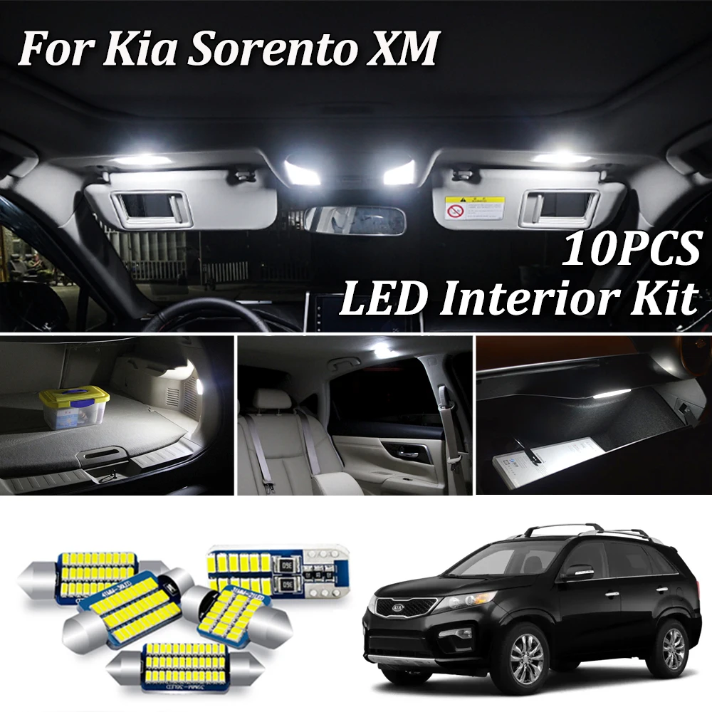 10 шт. белые светодиодные с Canbus интерьерная лампа светильник комплект для Kia Sorento 2