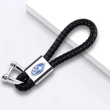 Автомобильный Стайлинг, автомобильный брелок, черный кожаный плетеный Канат, аксессуары для автомобильных ключей, подходит для Subaru XV BRZ Forester Legacy Outback