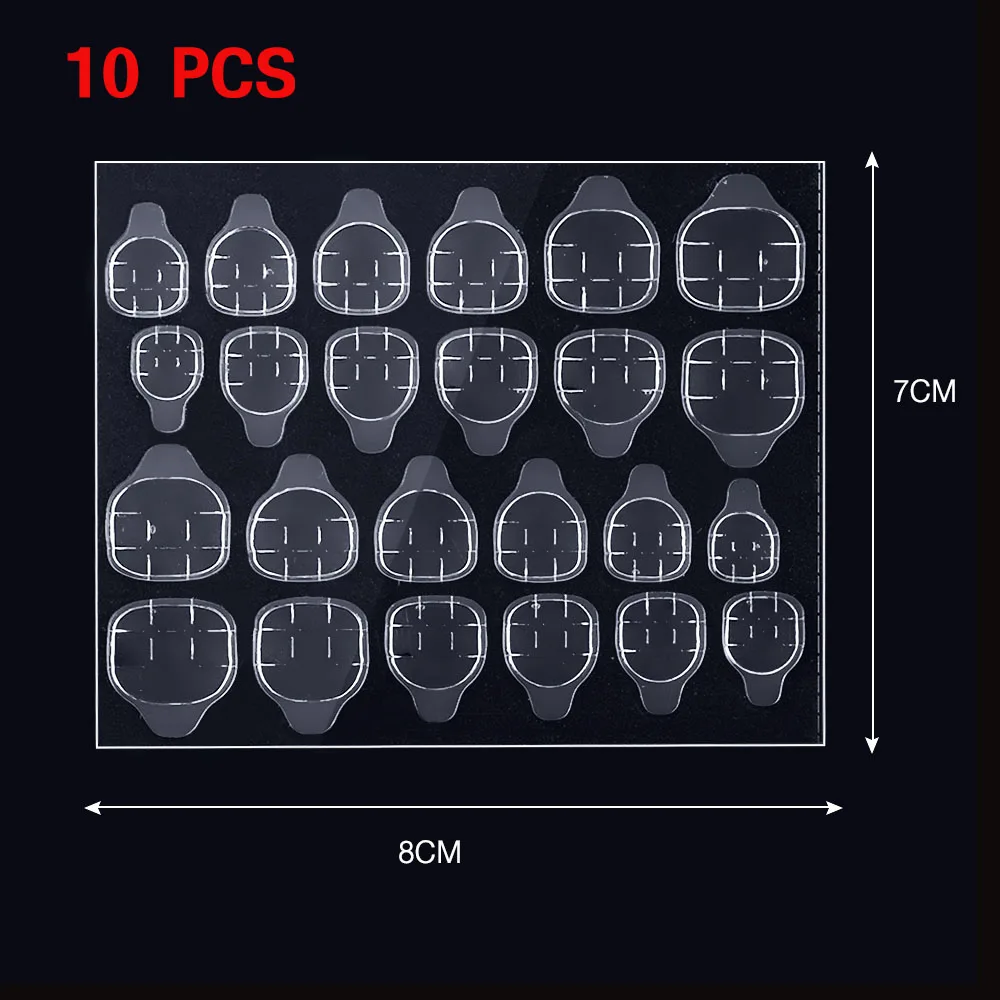 10 листов, Двухсторонняя клейкая лента, клей для наклеек, клейкая лента для поддельных накладных ногтей, прозрачная клейкая лента для накладных ногтей - Цвет: 10 pcs