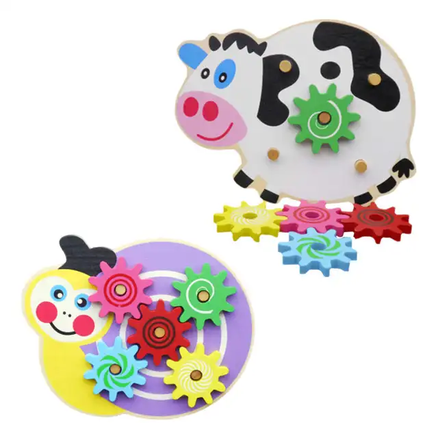 Wood Busy Gears Board Matching Toy Toddler Puzzles Gear Game Montessori Toys for Kids Children Gift 1