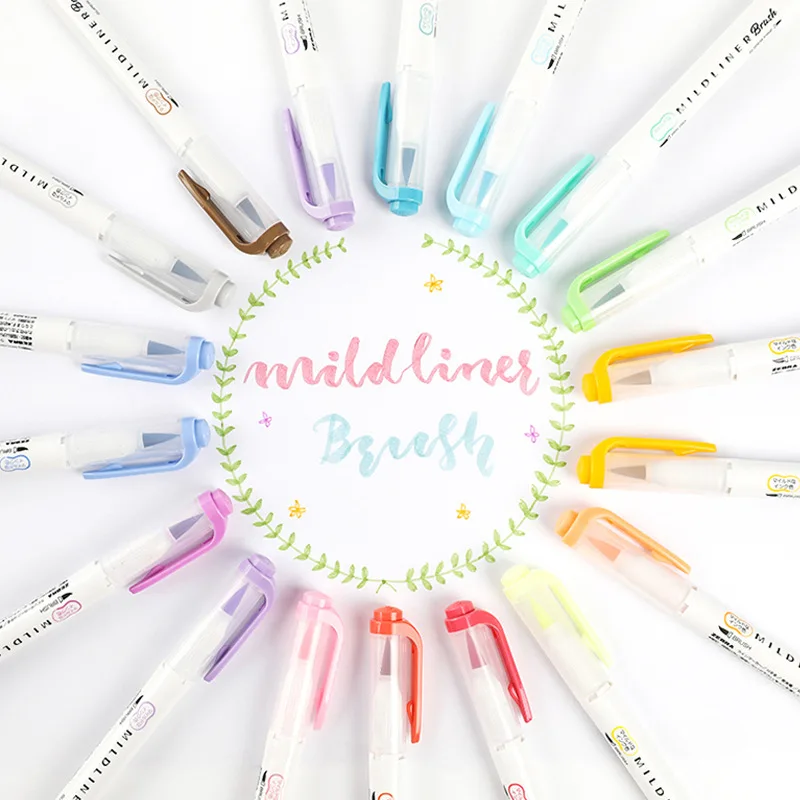 2020 Новый 5 цветов Zebra MildLiner Brush Pen Set WFT8 двусторонний маркер на водной основе