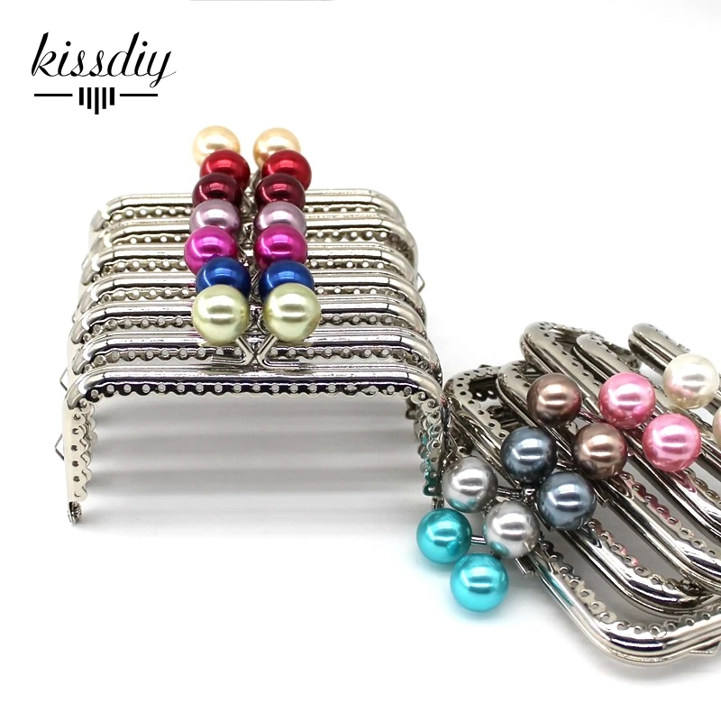 1PCS Super Lovely 10.5CM Silver Lace Pearl Bead Head Metal Purse frame Kiss Clasp DIY Bag Accessory