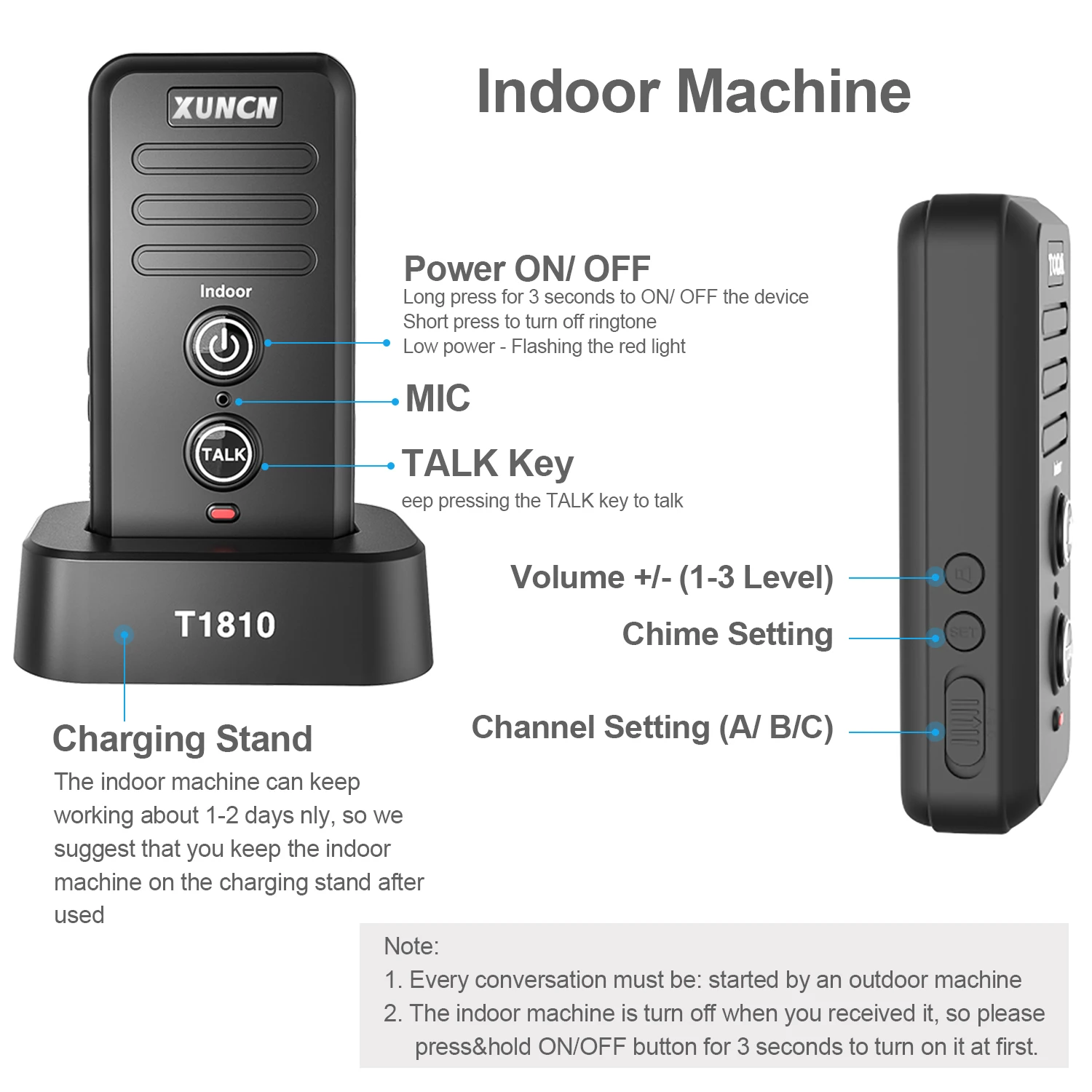 intercom audio XUNCN Wireless Voice Intercom Doorbell for Family House Office Intercom System-1810 More than 1000 Meters Over a Long Distance door intercom system