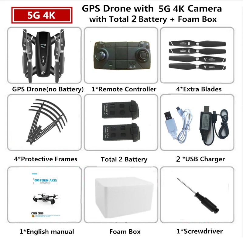 S167 RC Дрон с GPS 4K Квадрокоптер с 4 K/1080 P 5G WiFi FPV HD широкоугольная камера складной Квадрокоптер Дрон VS E58 SG906 F11 XS812 - Цвет: 4K 5G Foam Box 2