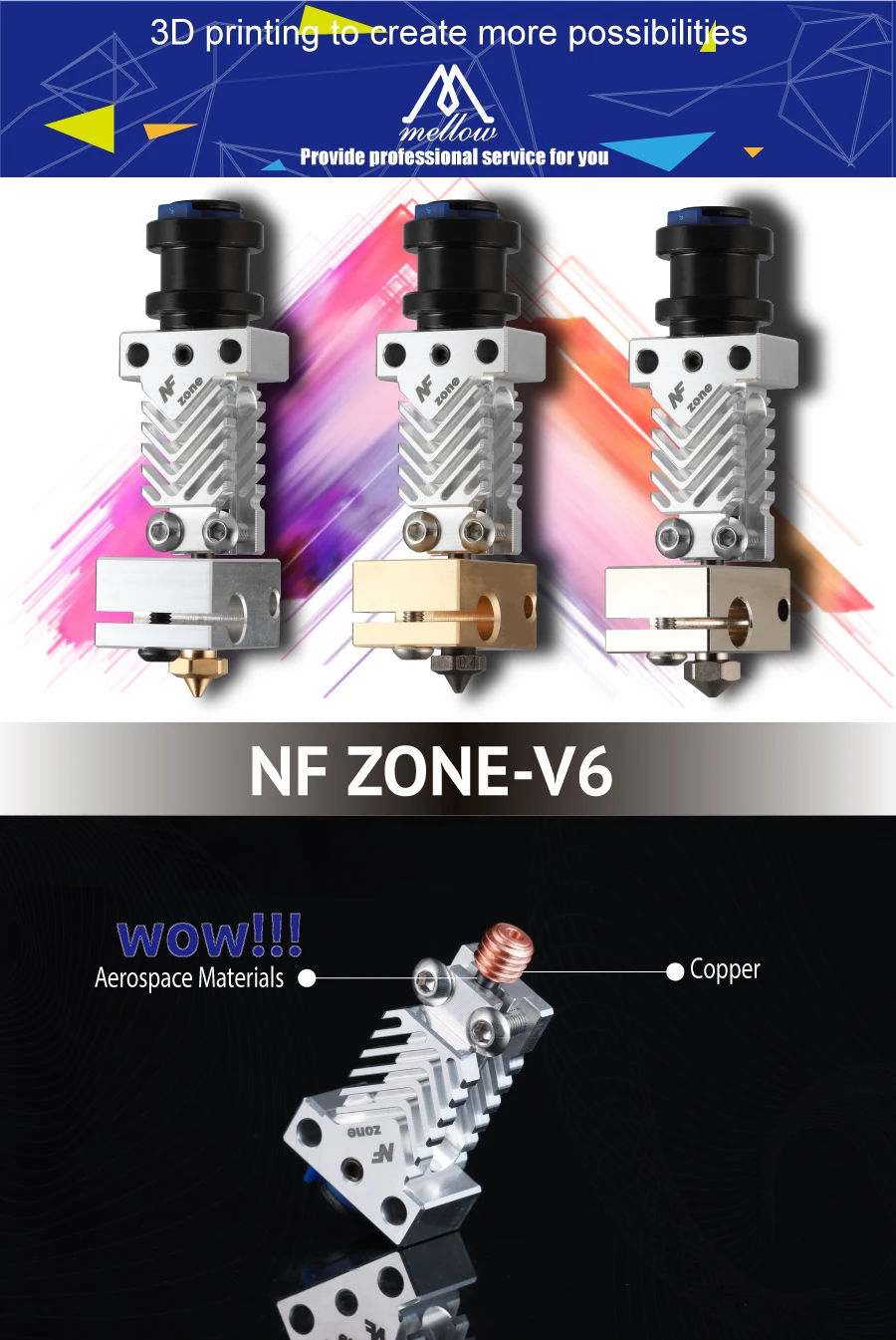aeroespacial para v6, suporte de ventilador e peças de impressora 3d