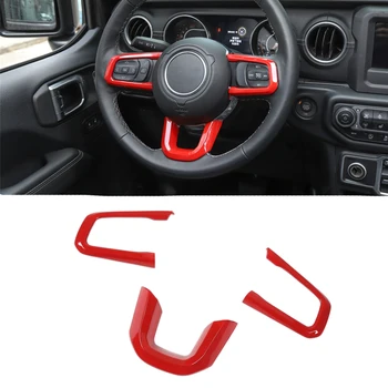 

Steering Wheel Cover for Jeep Wrangler JL 2018 2019 2/4 Door Jeep Gladiator JT 2020 Car Interior Accessories ABS Red 3pcs/1set