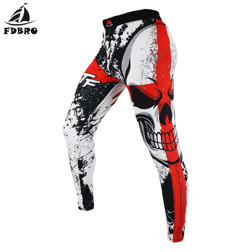 FDBRO набор для бокса компрессионная футболка и штаны с черепом рашгардом длинные