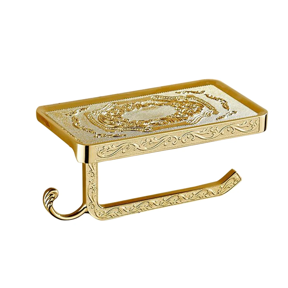 

1PCS Roll Paper Towel Rack Punch Free Hanging Rectangular Carved Toilet Household Bathroom Phone Paper Tissue Shelf Storager