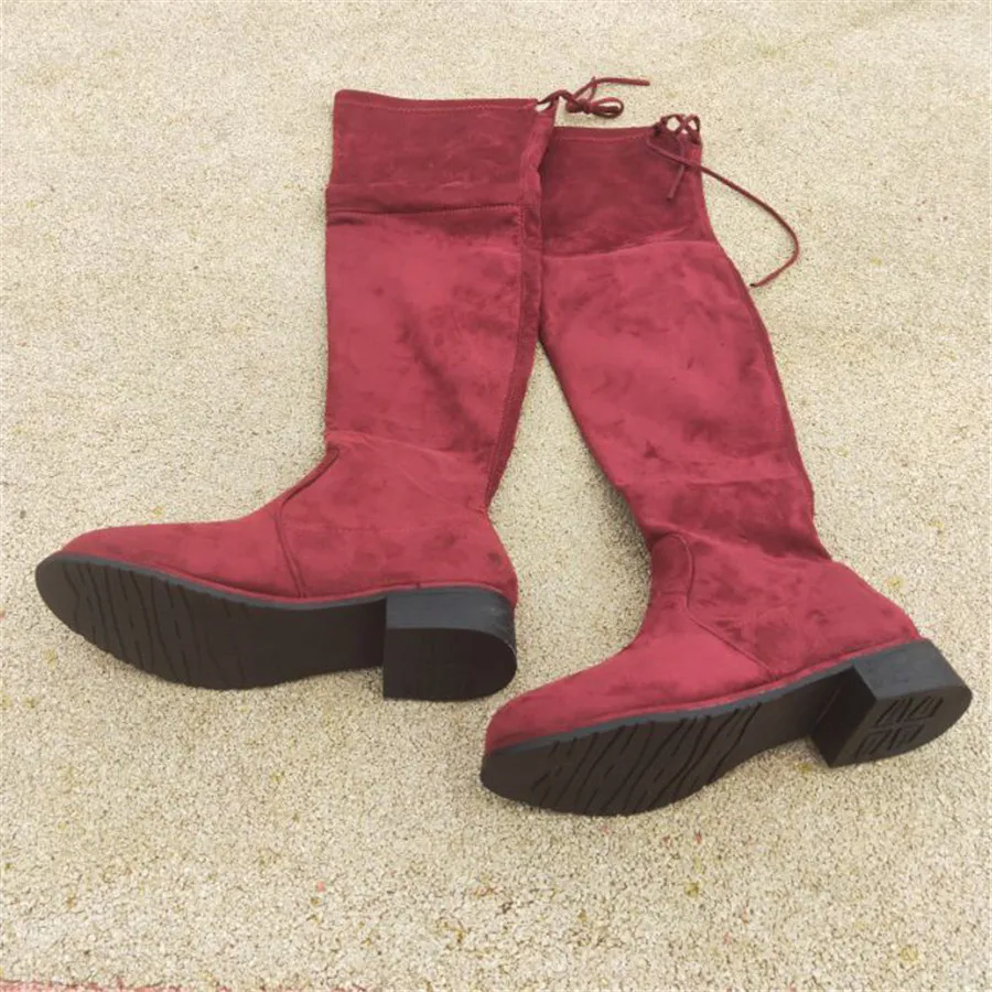 

size plus Winter Increase Woman Flat Bottom Elastic Overknee Boots